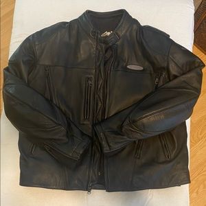 Vintage Harley Davidson Leather Racing Jacket Mens 2X Vented Zip In Liner